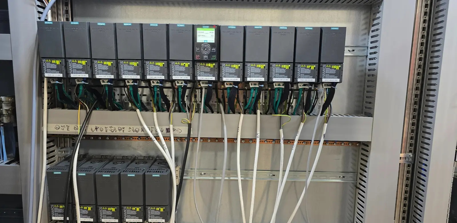 Siemens SINAMICS multi-drive control panel during system build